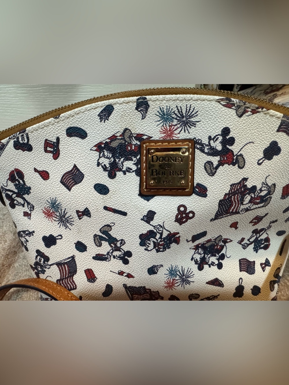 Dooney & Bourke White Red and Blue Patriotic Mickey Cosmetic Bag - Picture 4 of 10